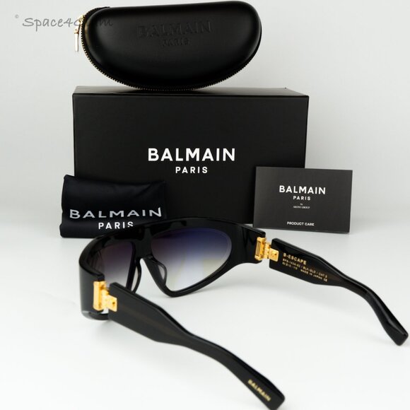 Balmain Women Sunglasses Black Grey Grad Wraparound B-ESCAPE BPS-143A-62 NEW - Picture 8 of 13